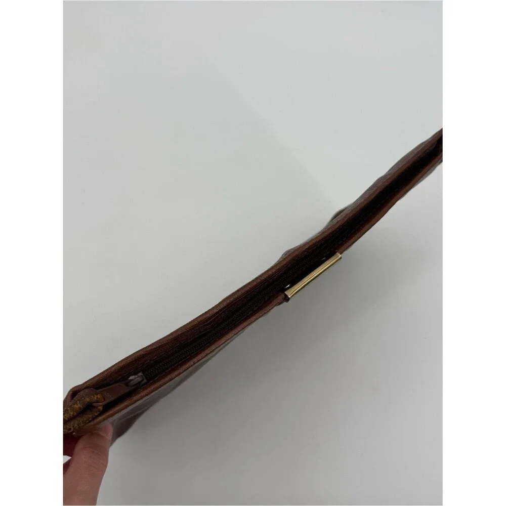Unbranded Vintage Brown Faux Leather Clutch Bag Wristlet